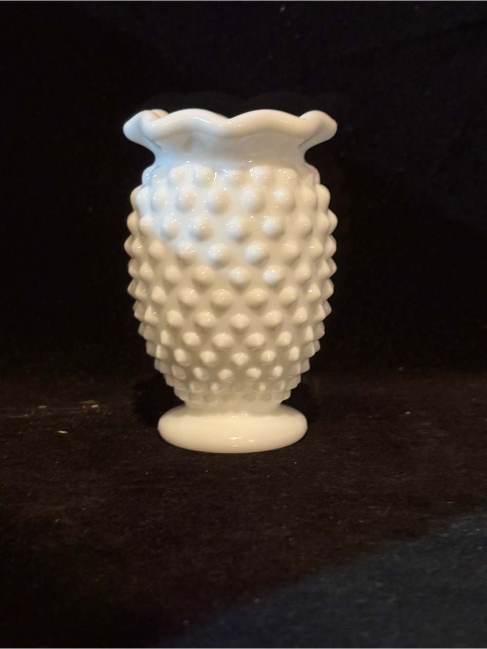 Fenton White Milk Glass Hobnail Miniature Vase